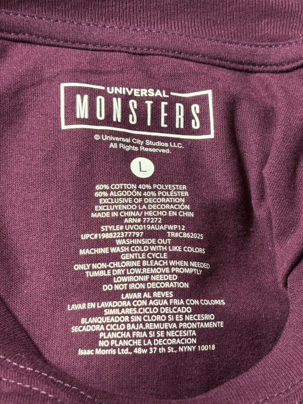 Universal Monsters Tee — Deep Plum with White Print - Picture 5 of 7